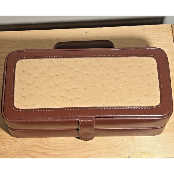 Travel Jewelry Box‎ Organizer Vegan Leather Brown 9X5X3 EUC - Picture 7 of 13